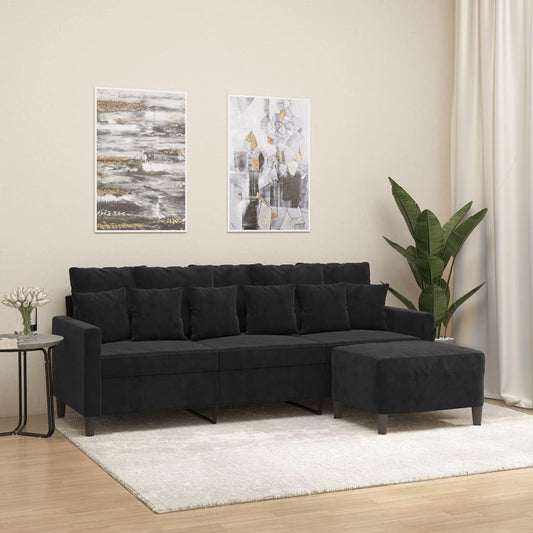 Willood 3-TLG. Sofagarnitur mit Kissen Dunkelgrau Samt,Sofa geeignet für Wohnzimmer, Sofa Set, mit Armlehnen und Kissen
