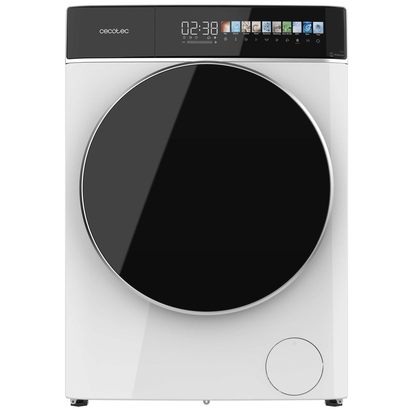 Cecotec Washing Machine 10 kg Front Loader Bolero Dress Code 10950 Car Socket Inverter 3D Steel A. 1400 rpm, Matrix Display 9.2 Inches, 16 Prog, Low Consumption, Inverter Plus Motor, Auto Dosage,