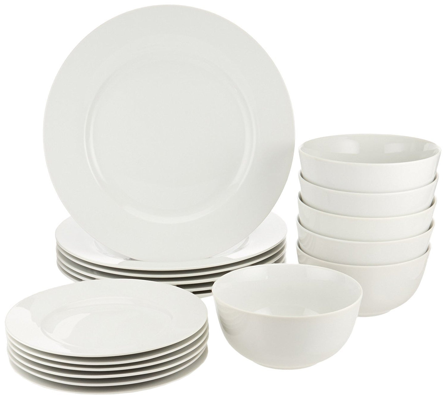 Amazon Basics 18-Piece Tableware Set, for 6 People, Modern Rays