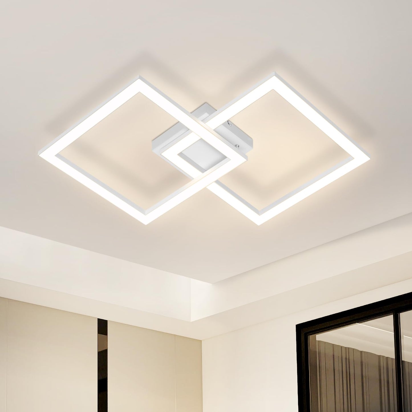 Homefire LED Ceiling Light, Kitchen, 24 W, Kitchen Lamp, Black, Living Room Lamp, Modern Design, Hallway Lamp, Warm White, Hallway, Bedroom Lamp, Square, for Living Room, Bedroom