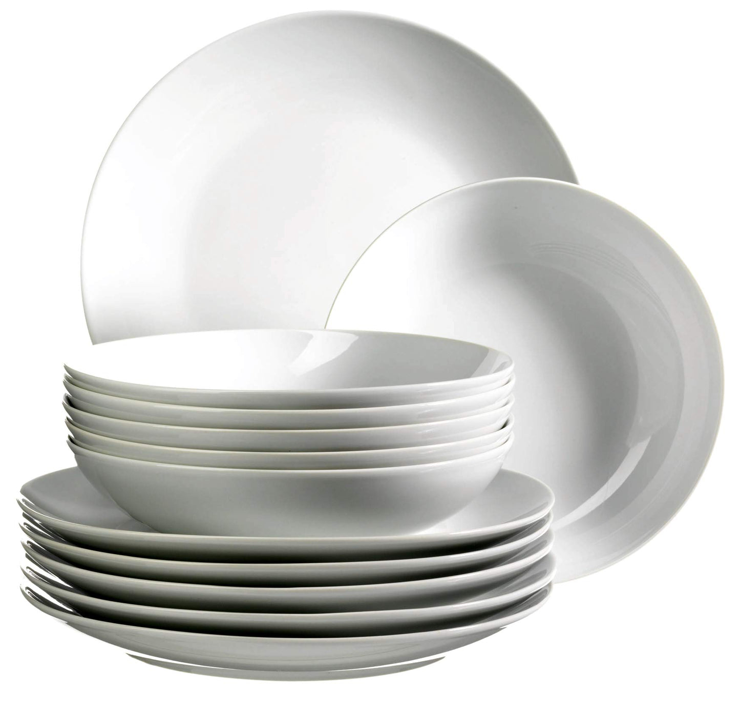 MÄSER 931523 Barca Geschirr-Set für 6 Personen, 30-tlg. Kombiservice, Porzellan, Weiß