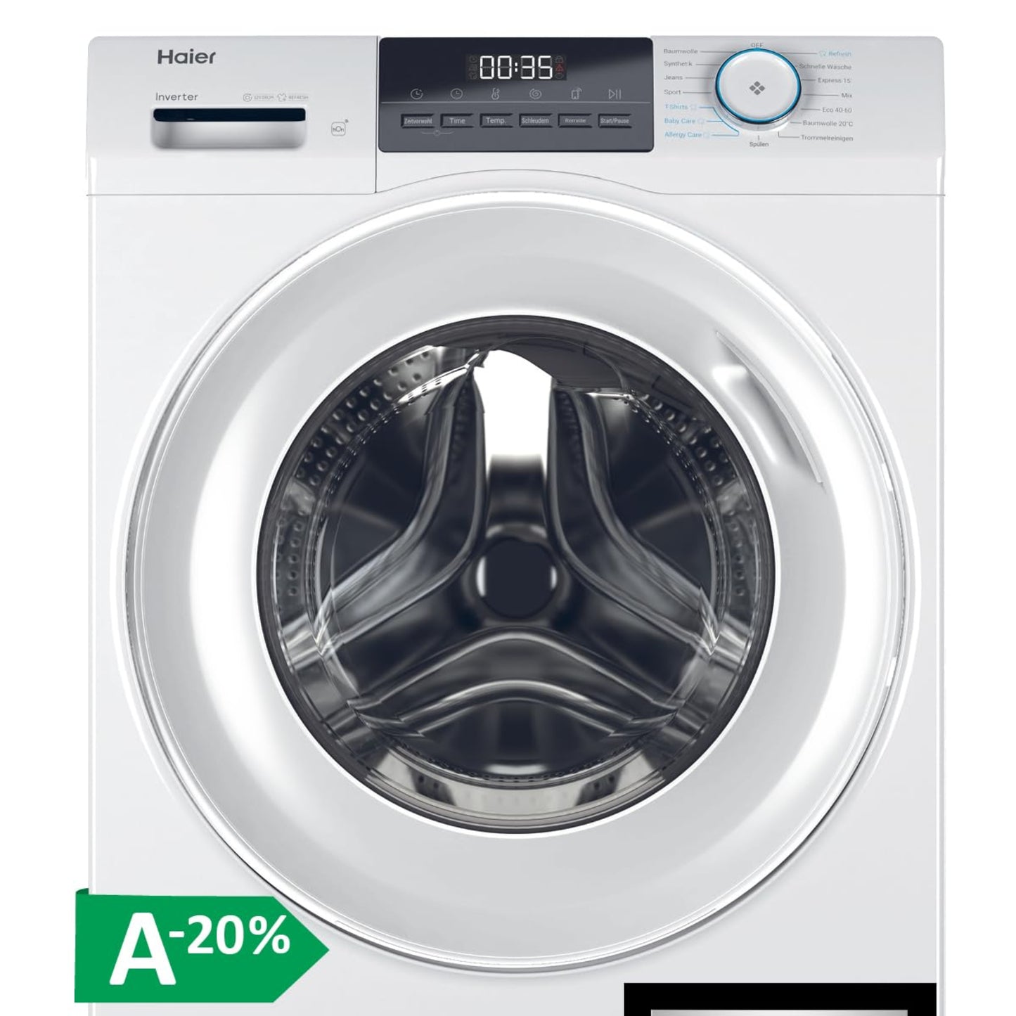Haier I-Pro Series 1 HW100-BP14929 Washing Machine, 10 kg, A: Best Efficiency, Inverter Motor, Steam Programmes, XL Drum, Aquastop Hose