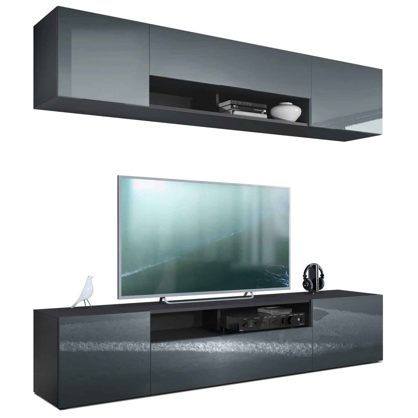 Vladon Mogan Wall Unit Black