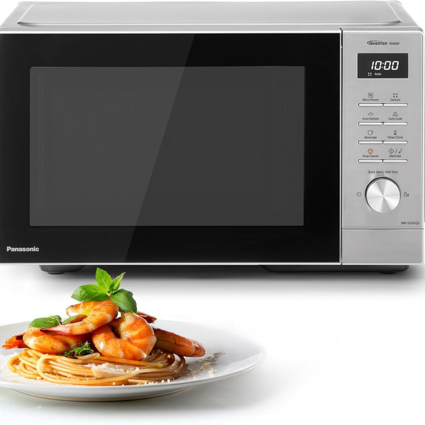 Panasonic NN-SD36QSEPG Solo Microwave 29L 1000W Auto Defrost 11 Automatic Programs Timer Silver