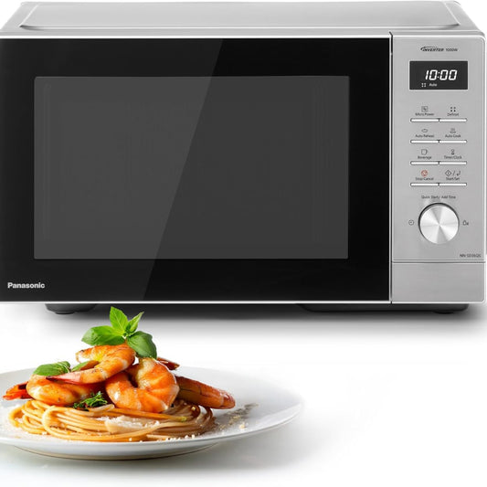 Panasonic NN-SD36QSEPG Solo Microwave 29L 1000W Auto Defrost 11 Automatic Programs Timer Silver