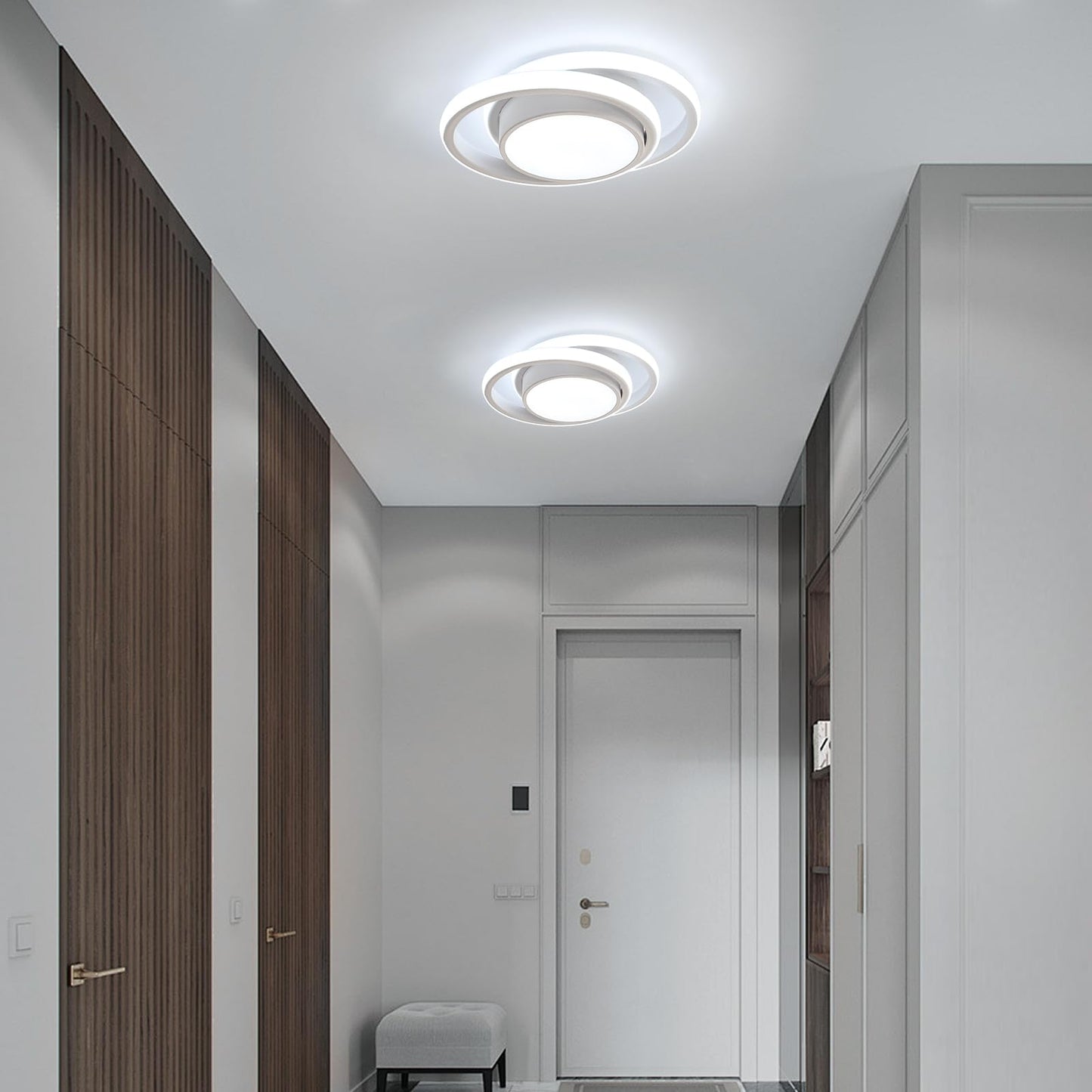 Comely LED Ceiling Lights, Pack of 2, 32 W, Round, 2350 lm, Modern, for Bedrooms, Bathrooms, Kitchens, Corridors, Balconies, 4500 K Neutral Light, Diameter 280 mm