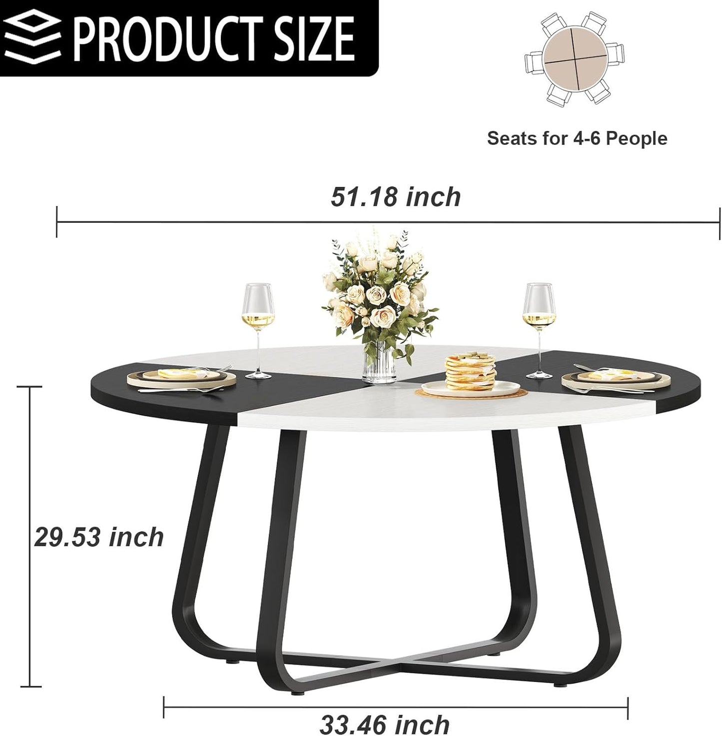 LVB White Round Faux Marble Round Dining Table Kitchen Table for 4-6 People Mid-Century Pedestal Dining Table Side Table Coffee Table Office Living Room White Marble 130cm