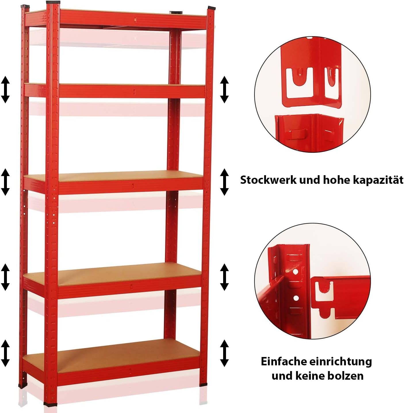 SIGNZWORLD Premium Heavy Duty Shelving Unit 150 x 70 x 30 cm, Mounting Material 875 kg Load Capacity, 5 Adjustable Sturdy Shelving MDF Panels for Storage Shelving Basement Shelving Garage Cellar Room