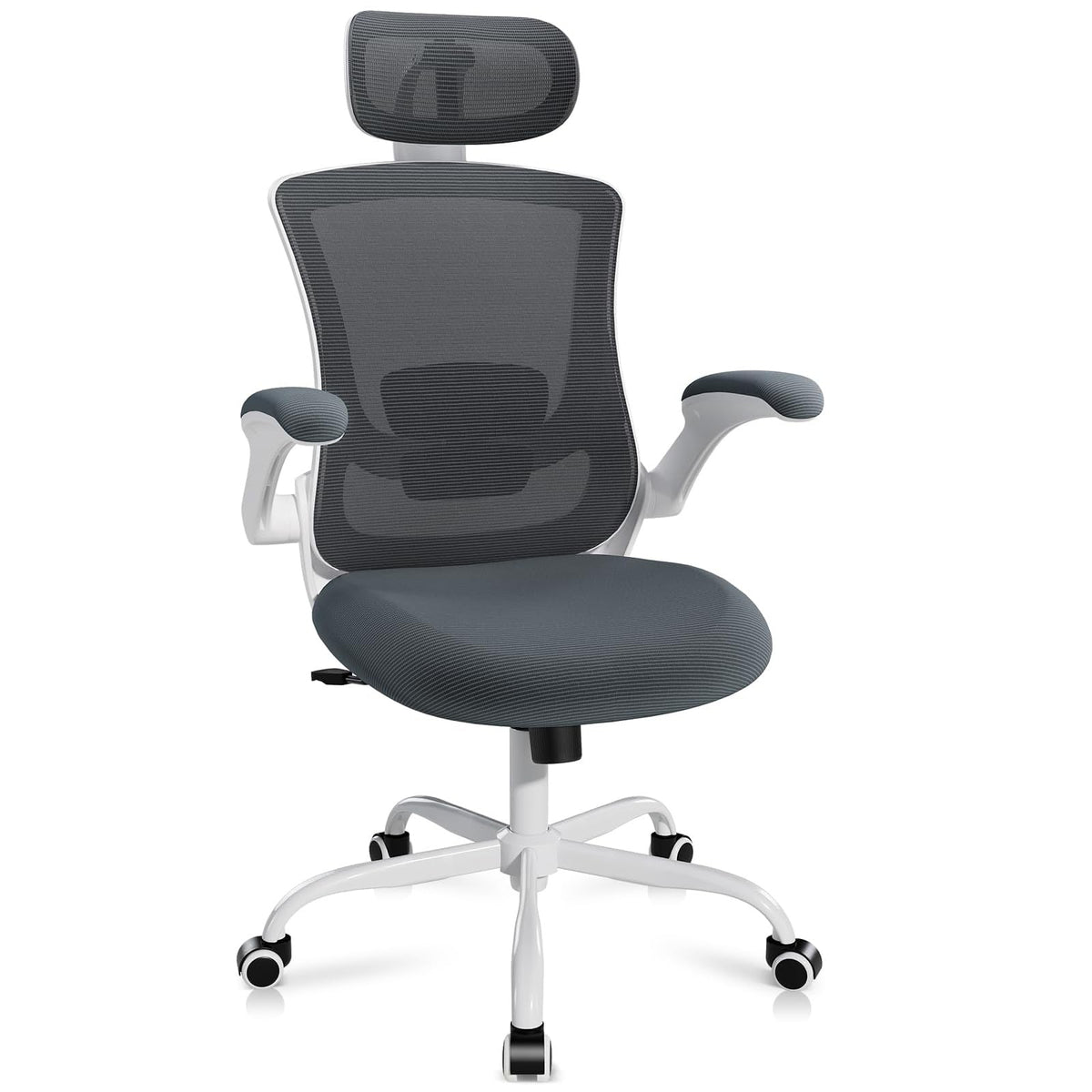 COLAMY Schreibtischstuhl, Ergonomischer Bürostuhl mit Verstellbaren Armlehnen, Chefsessel mit Hoher Rückenlehne, Höhenverstellbar und Neigbar Drehstuhl mit Dicker Lederpolsterung, Schwarz