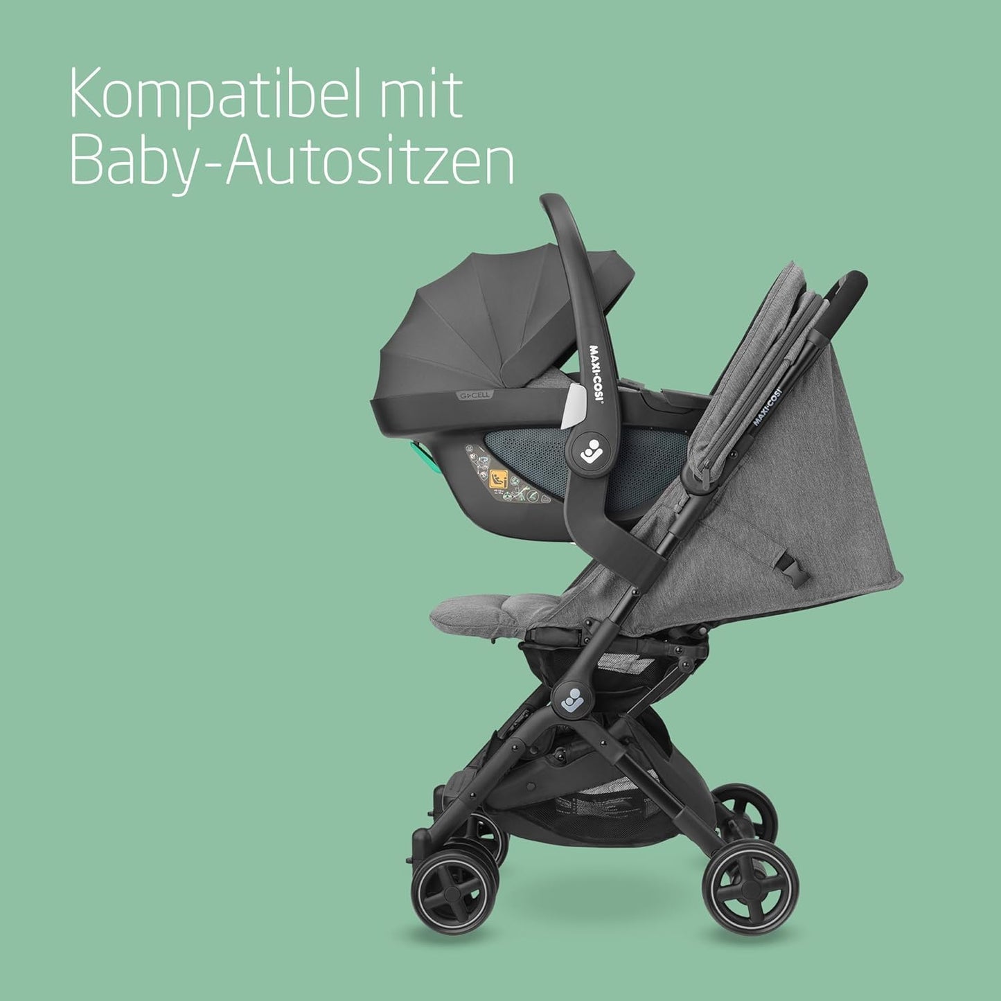 Maxi-Cosi Lara2 Baby Pram, 0-4 Years, 0-22 kg, Feather-Light, Compact Buggy, 3 Reclining Positions, Flat Reclining Position, Small Foldable, Shoulder Strap, Select Grey