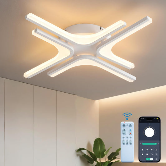 LED Ceiling Light Dimmable White Star 56 cm 26 W Colour Temperature 3000-6000 K Brightness 10-100% with Remote Control / Mobile App for Bedroom, Kitchen, Balcony, Hallway, with Memory Function, 2 W
