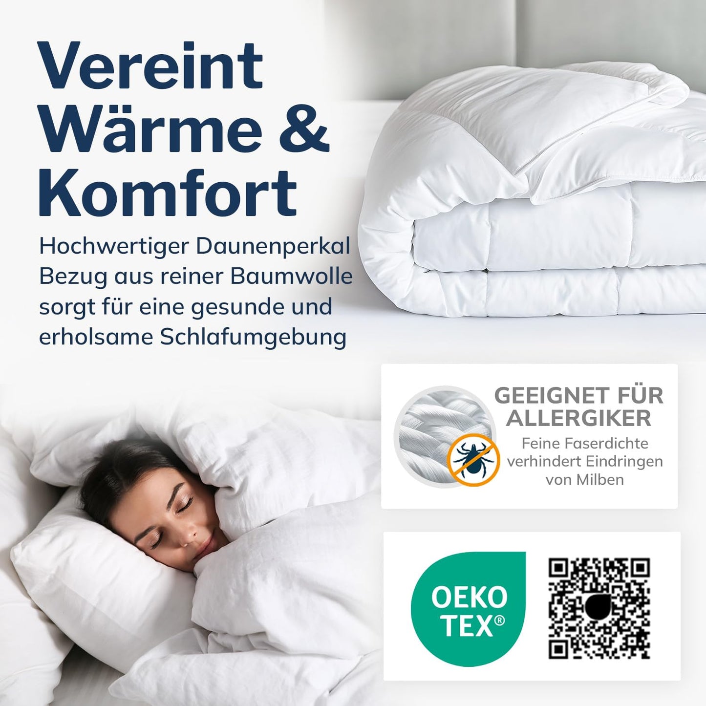 CALMONT - Daunen Bettdecke I Daunendecke 135x200 I 100% extra weiche Federn & Daunen | Fachärztlich geprüft für Allergiker | Oeko-Tex (135 x 200 cm, Warme Winterdecke)