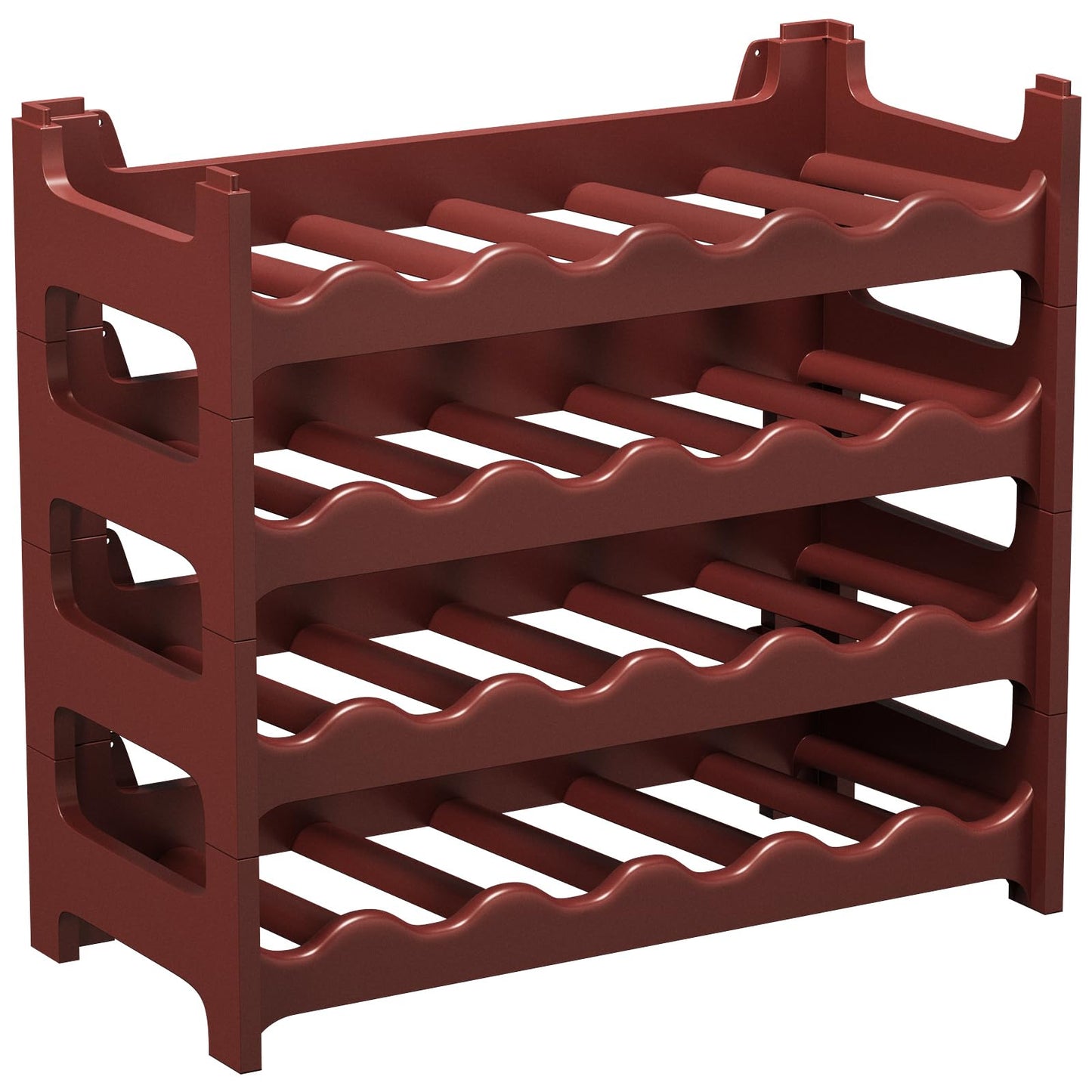 Artecsis Stackable Plastic Wine Rack for 48 Bottles, Sturdy Catering Quality Bottle Rack, Modular Expandable, Black