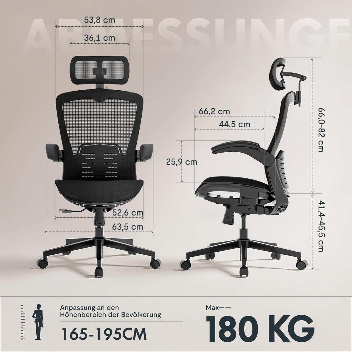FLEXISPOT OC3C Office Chair Ergonomic Desk Chair Computer Chair Height-Adjustable Seat Headrest Armrest Lumbar Support Swivel Castors Work Chair