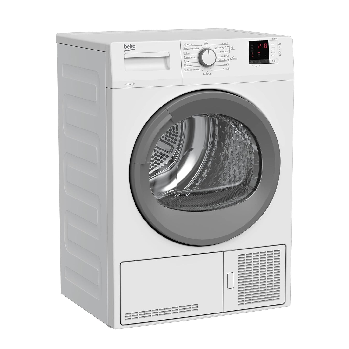 Beko BM3T38210W1 Heat Pump Dryer, Tumble Dryer, 8 kg, Suitable for Allergy Sufferers, Hygiene Drying & Refreshing Hygiene, 15 Programmes, Express, White