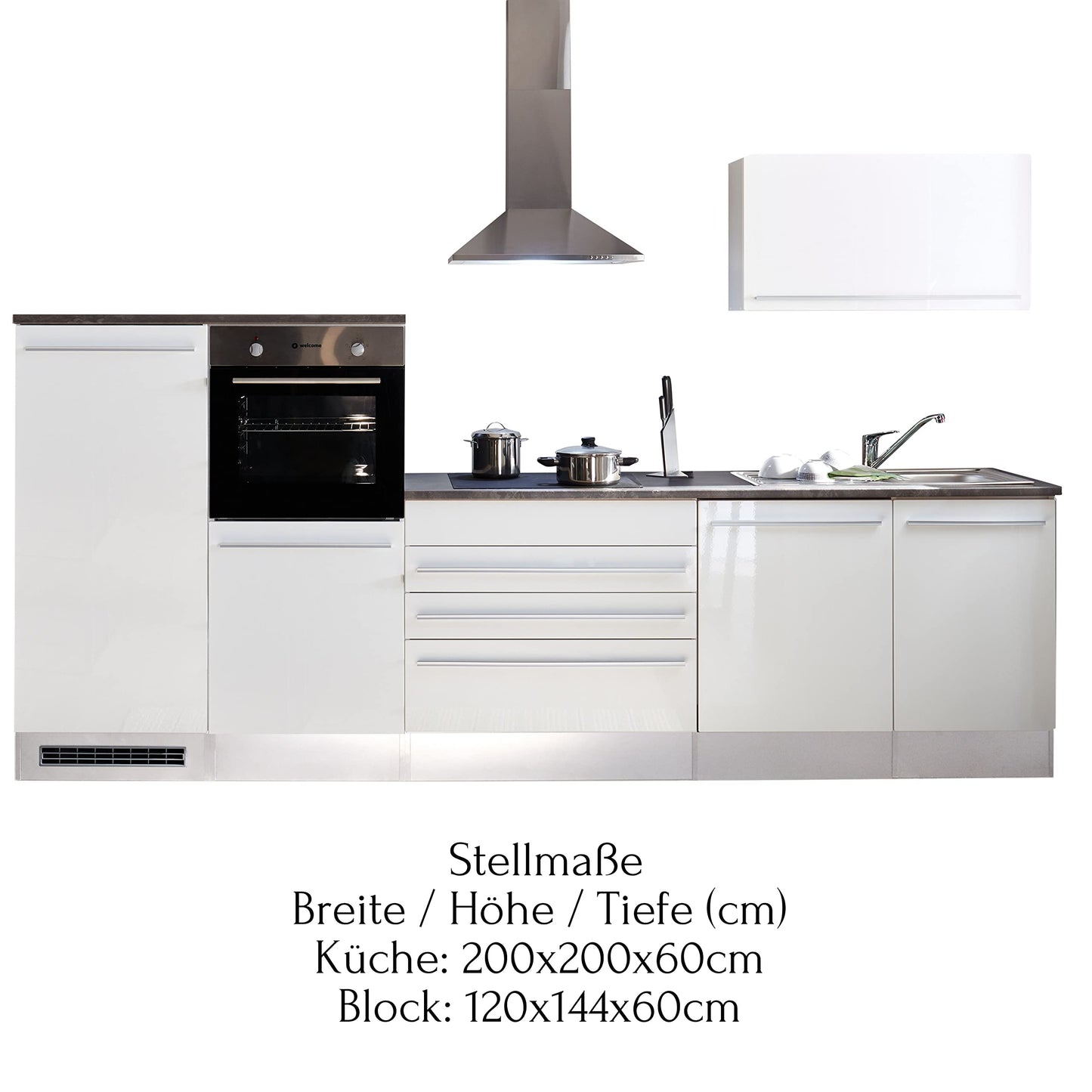 Jazz 84-129-18 Kitchen Unit without Appliances Approx. 320 x 200 x 60 cm Black