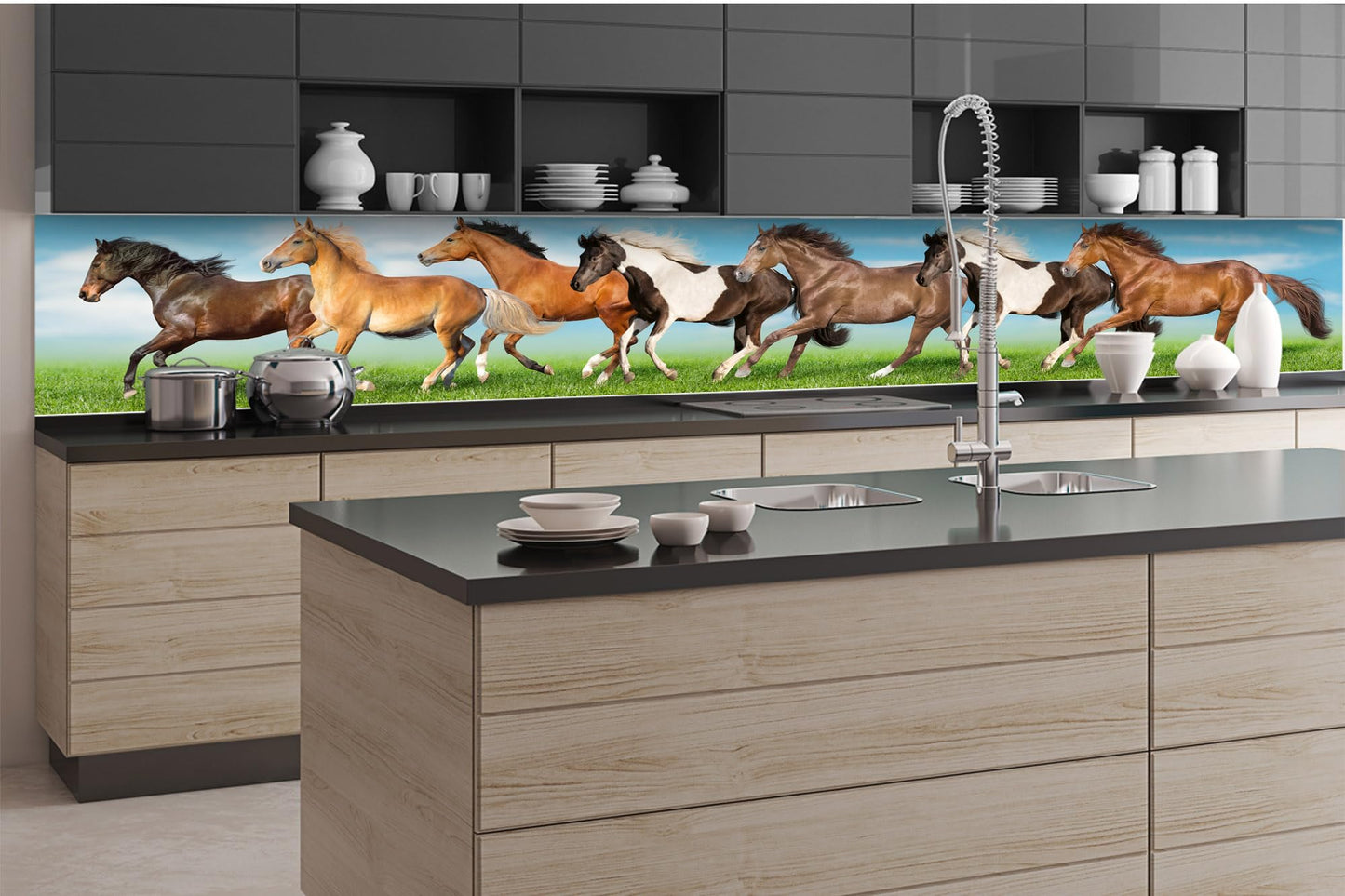 Küchenrückwand Folie selbstklebend HOLZLATTEN | Klebefolie - Dekofolie - Spritzschutz für Küche | Made in EU - 260 cm x 60 cm