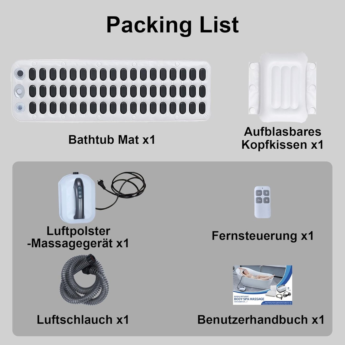 Bath Spa Mat, Bubble Bath Mat, Whirlpool Bath Mat with Cushion, Portable Bubble Bath Massager with 6 Speed Bubbles for Home Relaxation, Non-Slip Suction Cups