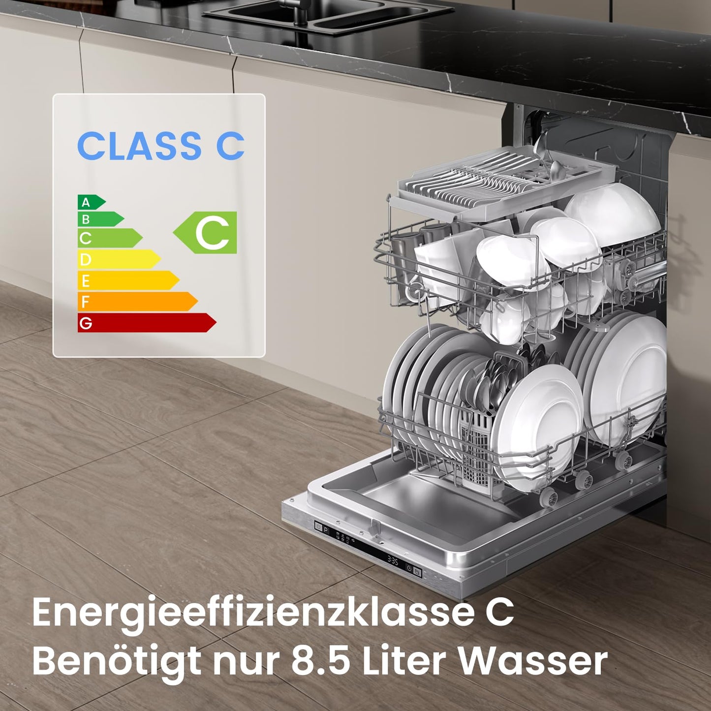 Midea SU 5.35X14CS Dishwasher Base, 14 MGD, Dishwasher 60 cm, Home Connect, Hygiene Care+, Machine Care +, Extra Drying, Half Load, 44 db, Start Delay, Stainless Steel