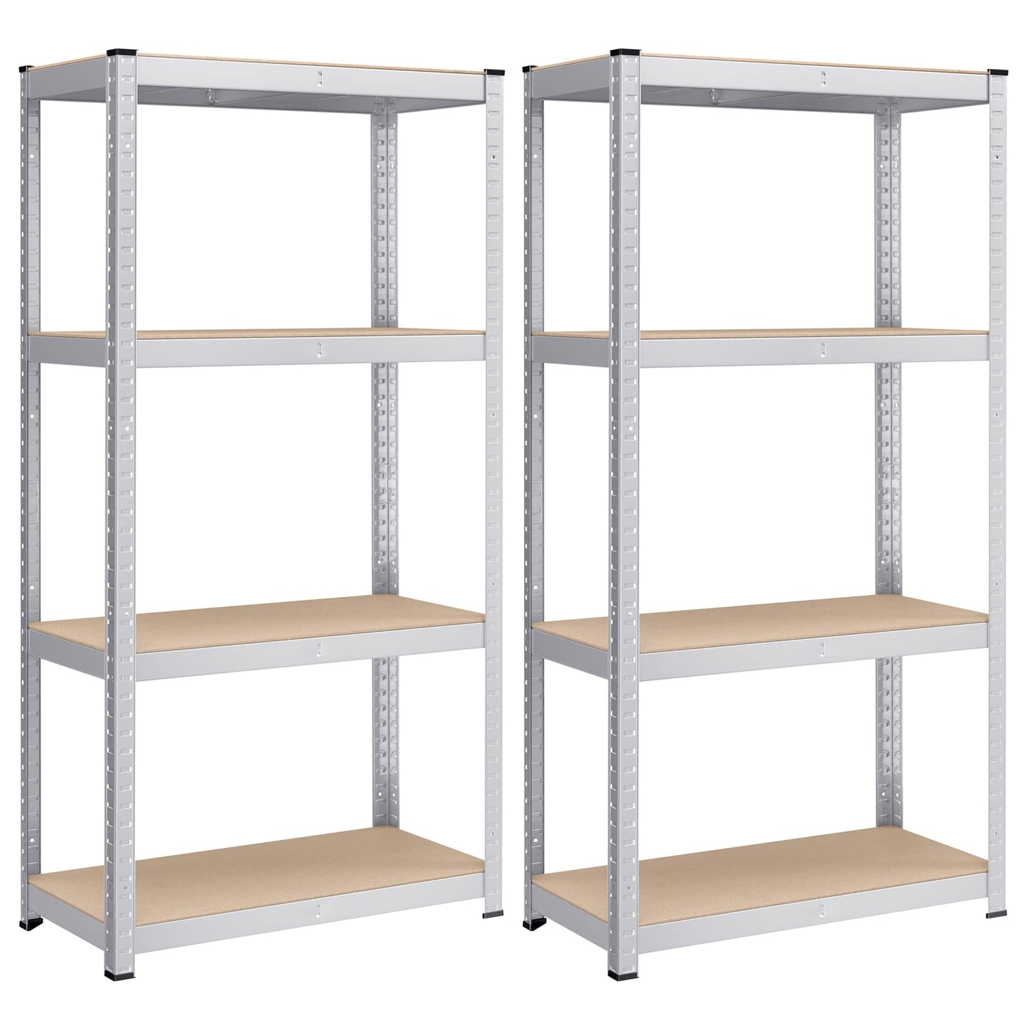 SONGMICS Heavy Duty Shelving Unit Set of 2 Cellar Shelves Storage Shelves 40 x 80 x 160 cm Shelf with Steel Frame Maximum Load 520 kg 4 Adjustable Shelves Silver GLR044E02