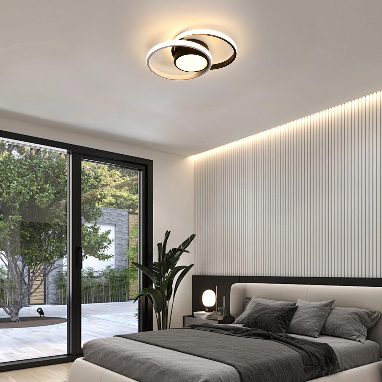 Comely LED Ceiling Lights, Pack of 2, 32 W, Round, 2350 lm, Modern, for Bedrooms, Bathrooms, Kitchens, Corridors, Balconies, 4500 K Neutral Light, Diameter 280 mm