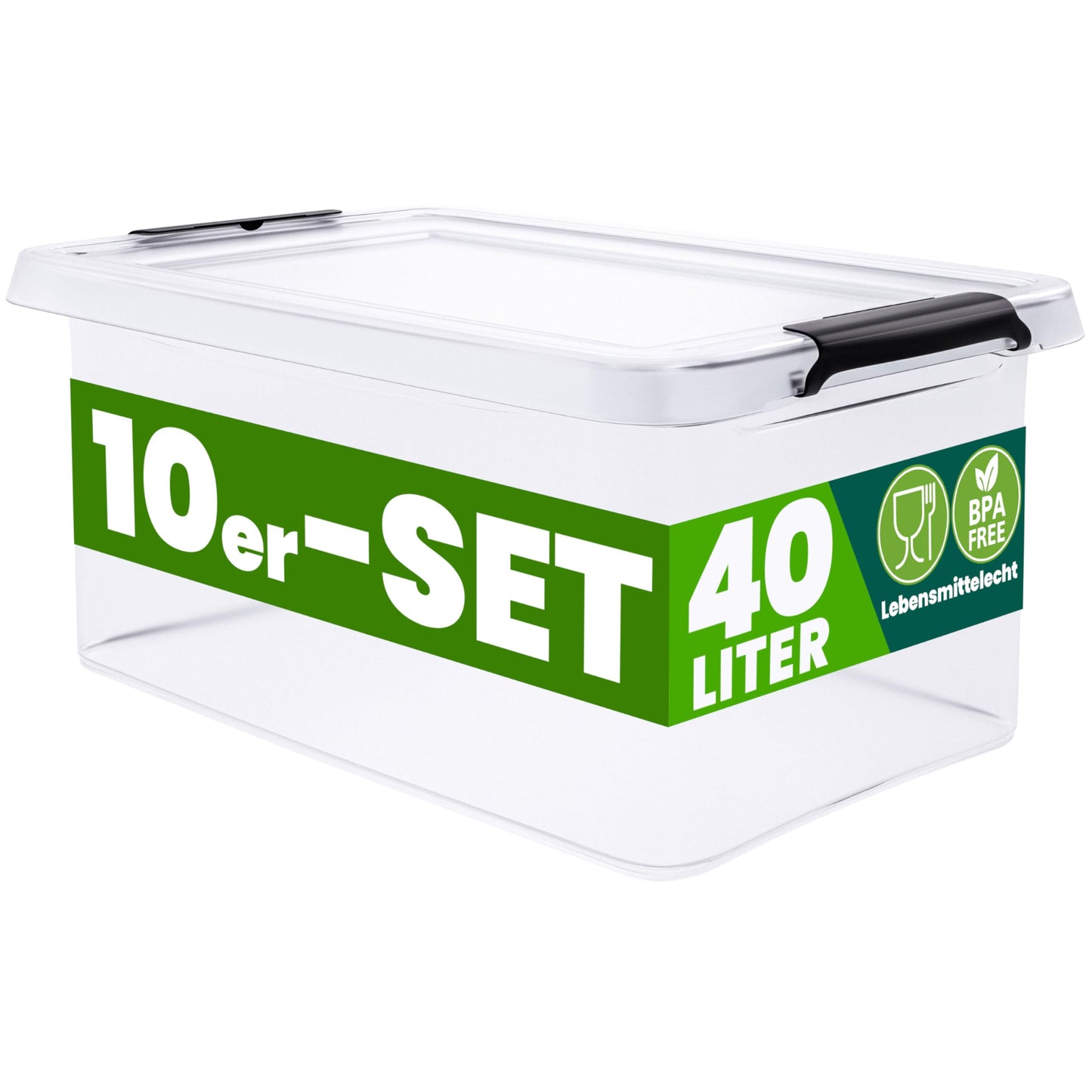 Deuba 10 x Storage Boxes with Lids 12.5 L Box Plastic Boxes Food Safe BPA Free Click Lock Transparent Stackable Kitchen Bedroom