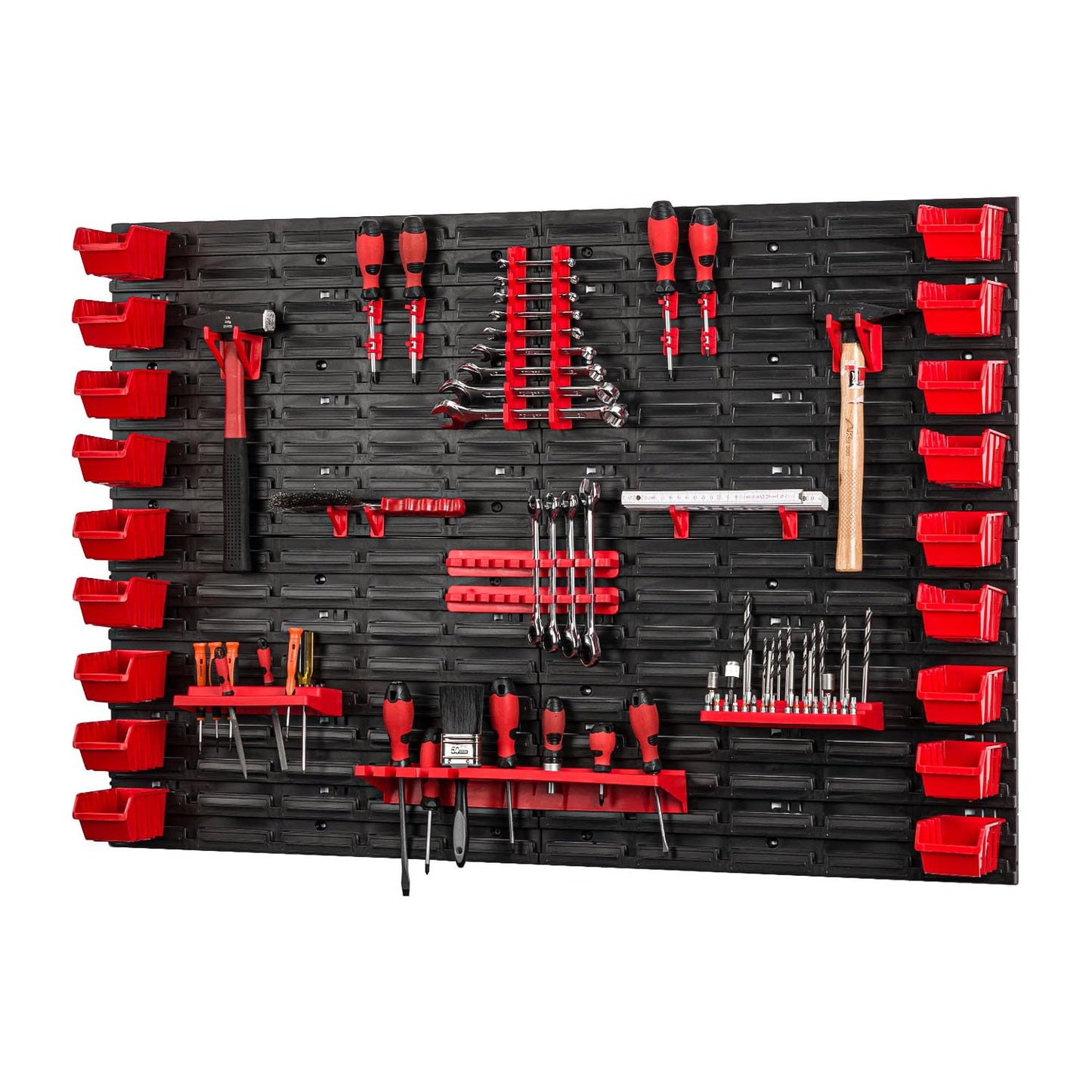 PAFEN Tool Wall with Stacking Boxes - 1152 x 780 mm - Storage System Wall Shelf for Garage Workshop Tool Holders with Perforated Wall Storage Rack Shed Rack Garage Organiser System Set 57 Pieces