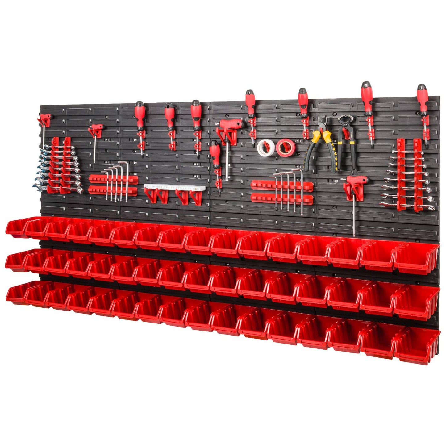 Storage System, 780 x 1152 mm, Stacking Boxes, Wall Shelf, 20 Holders, Storage Boxes, 44 Boxes, 5 Compartments