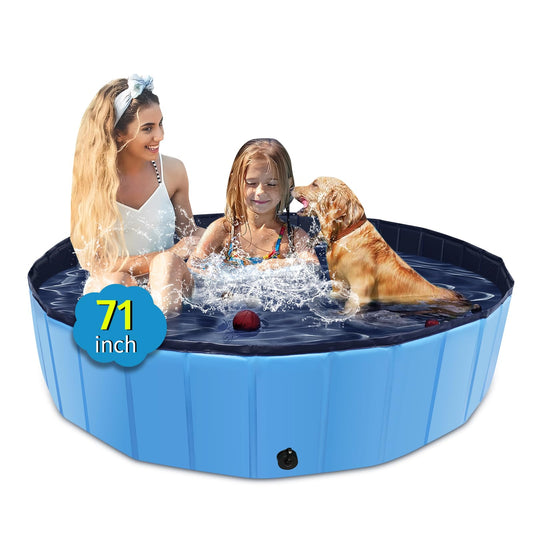 CACSPS Faltbarer Hundepool, 221 x 30,5 cm, Kinderpool mit Hartplastik, rutschfeste Hundebadewanne für den Außenbereich, Hinterhof, Faltbarer Hundepool für Kinder, Hunde, Haustiere (rot)