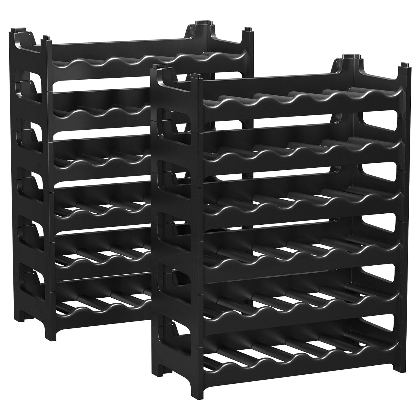 Artecsis Stackable Plastic Wine Rack for 48 Bottles, Sturdy Catering Quality Bottle Rack, Modular Expandable, Black