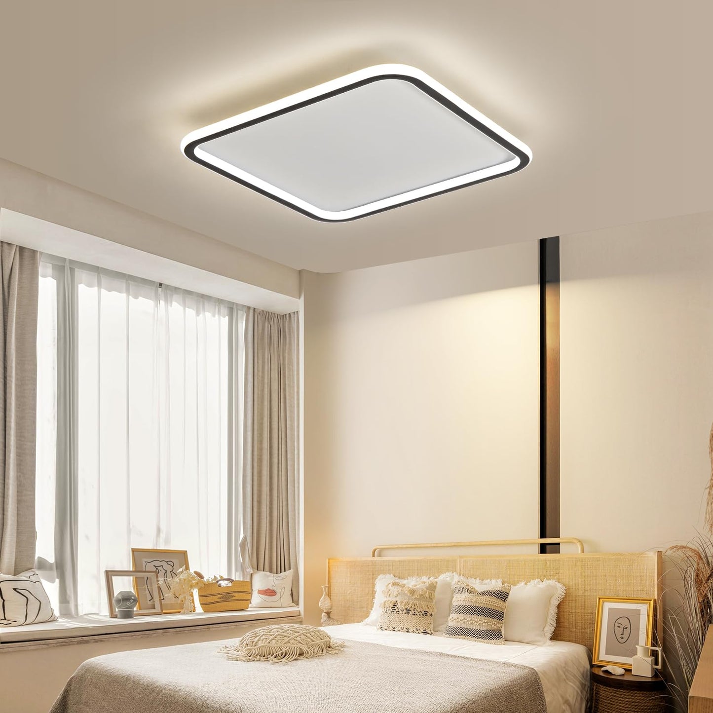Mikeru 3000K Ceiling Light, 40 cm LED Round Ceiling Lighting, Warm White Ceiling Light, Flush Mount Bathroom Ceiling Lights Without Remote Control for Living Room, Hallway, Bedroom