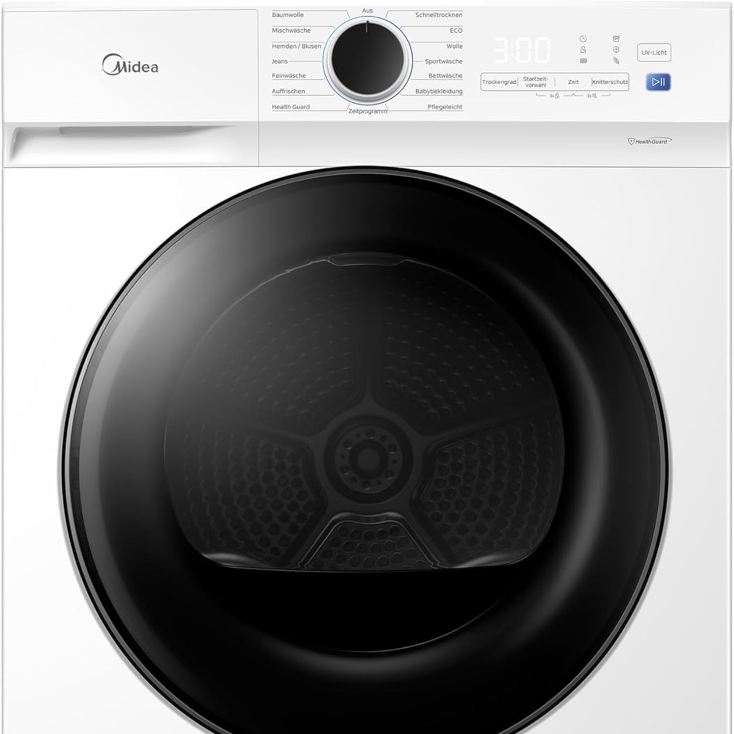 Midea MDV3EH100D Heat Pump Dryer, 10 kg, Energy Class D with Heat Pump Technology, UV Light for Hygienic Purity, Wrinkle Protection, LED Display, Delay Start, Quick Drying, White