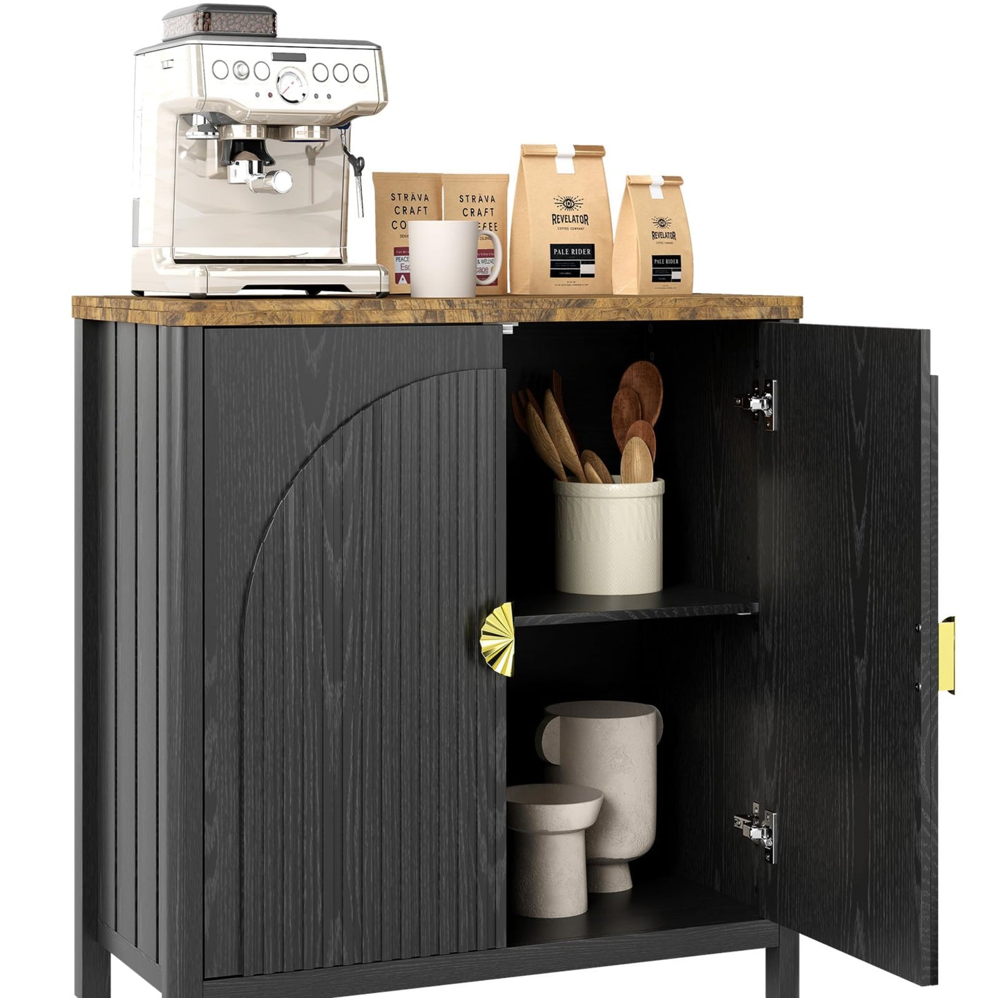 Lvifur Sideboard, Küchenschrank mit 2 Türen für Wohnzimmer, Küche, Esszimmer,80cm Breit Küchenbuffet aus Holz mit Arbeitsplatte & Ausreichend Stauraum für Flur