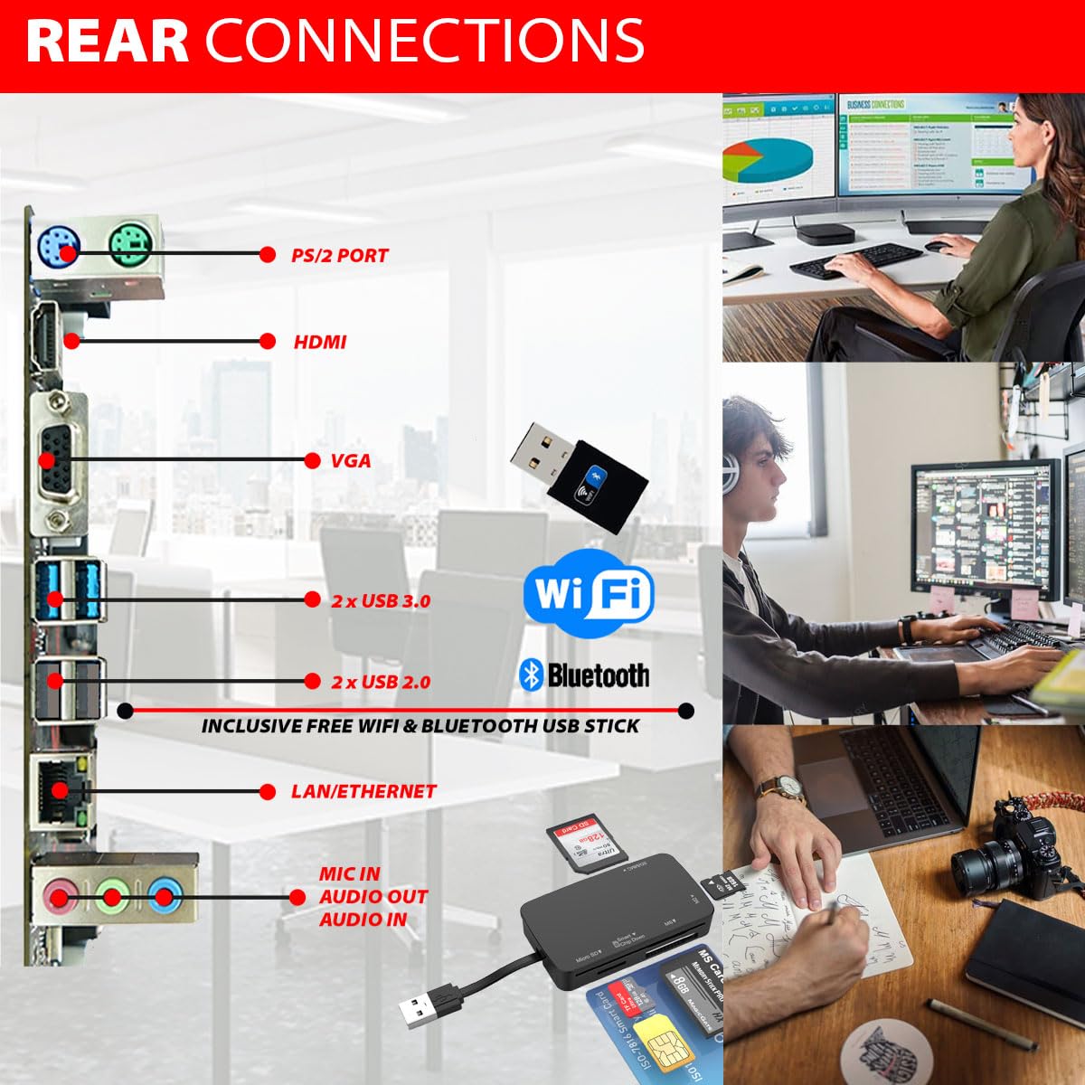 GMR Ultra i7 Business Office PC - Fast Calculator | 3 Year Warranty | 32 GB RAM | 1000GB SSD | DVD±RW | USB 3 | Windows 11 Pro | WiFi Bluetooth