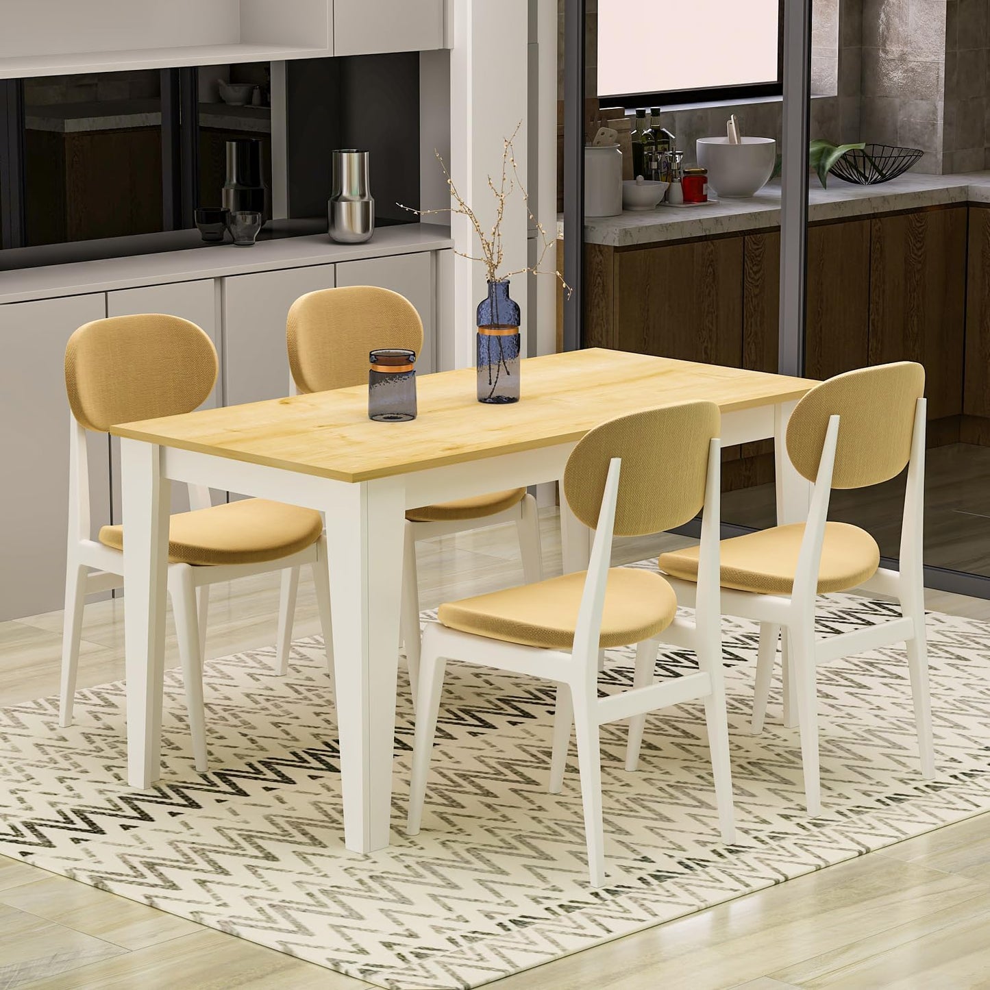 Homidea SHIMAL Dining Table for 4 People - Modern Kitchen Table with Sturdy Table Top - 120 x 72 x 73.8 cm - Dining Room Table for Kitchen & Living Room (White)