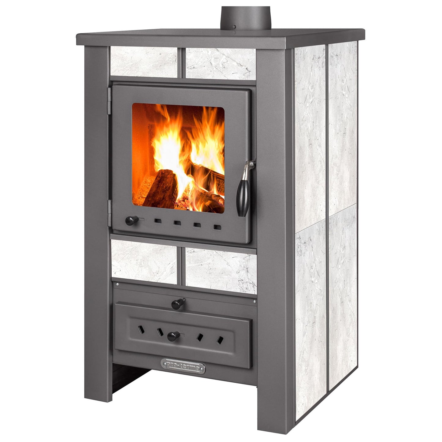 ProTermo Alpina G Beige Fireplace with Fireclay Stone - 8 kW Heating Output - Fireplace Wood Stove with Viewing Window, Type 1