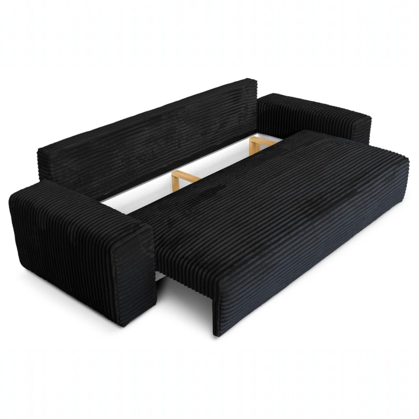 Cordo Sofa Bed 265 x 150 cm with Bed Box - Cord Sofa TILIA Wide Corduroy, SoftTouch Comfort, Nosage Spring, Removable Cushions, Easy Clean & Pet Friendly (Bronze)