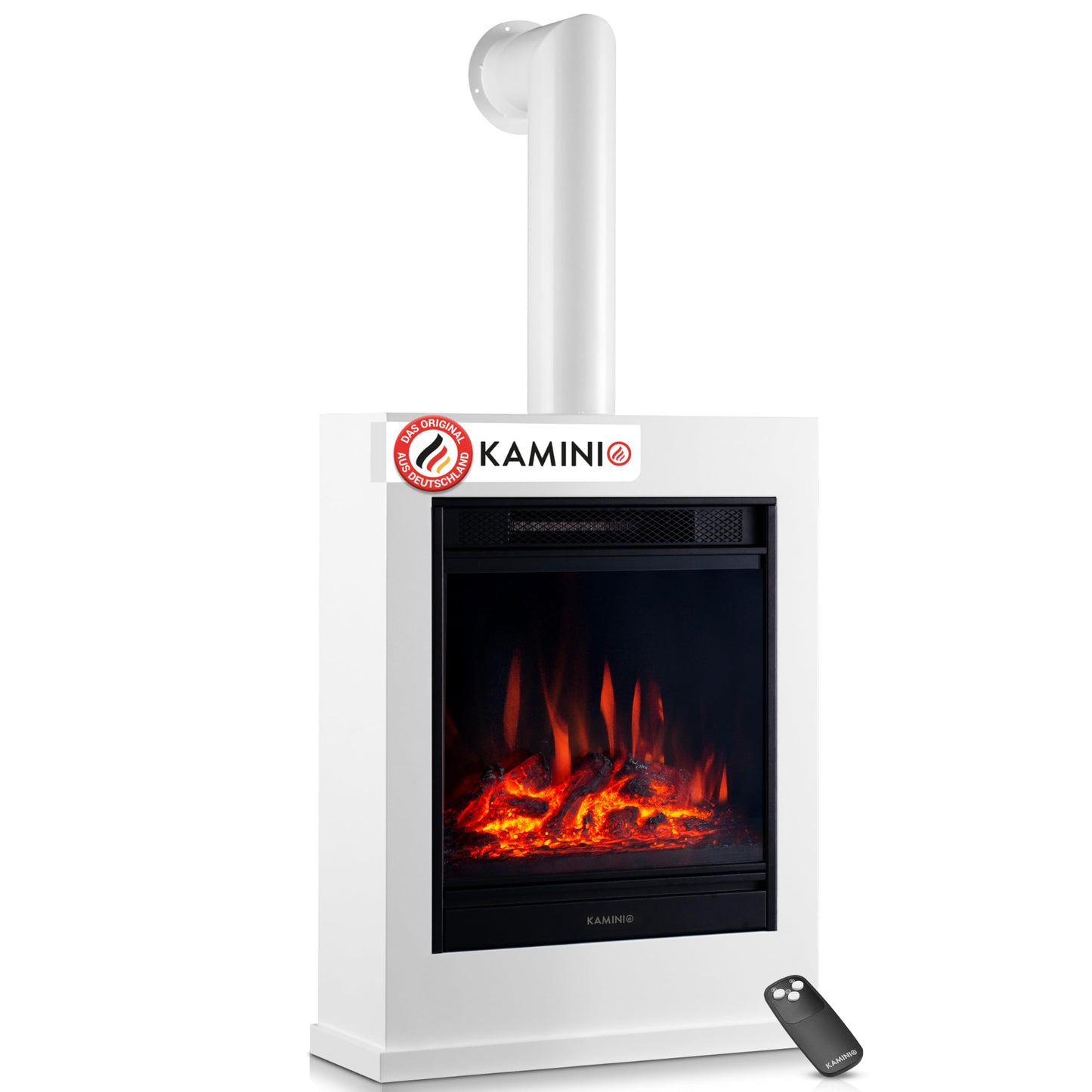 Kalle Electric Fireplace with Heater, 3D Flame Effect, Remote Control (White)