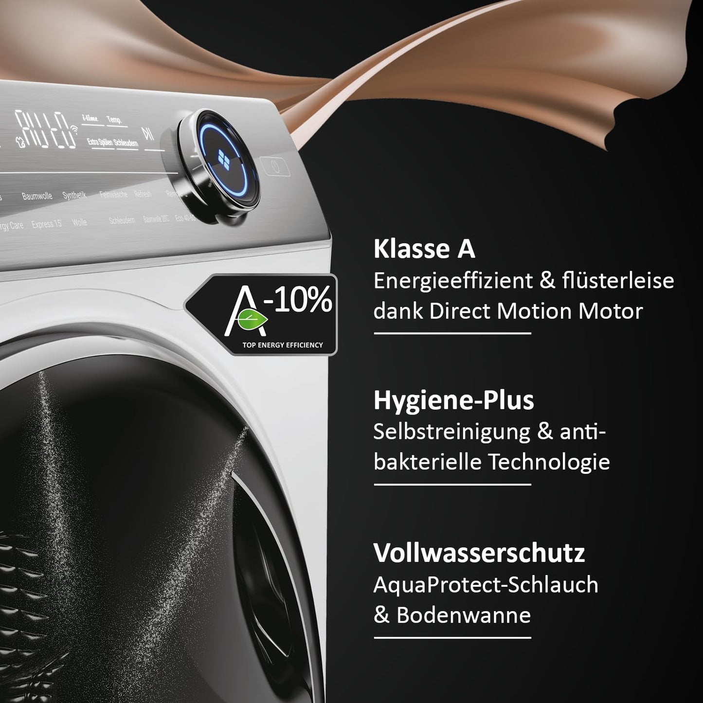 Haier Smart Front-Loading Washing Machine 10 kg I I-PRO Series 7 Plus HW100-BD14979U1 I Washing Machine with A-Efficiency, 1,400 rpm & Quiet Direct Drive I App, Self-Cleaning System & Full Water