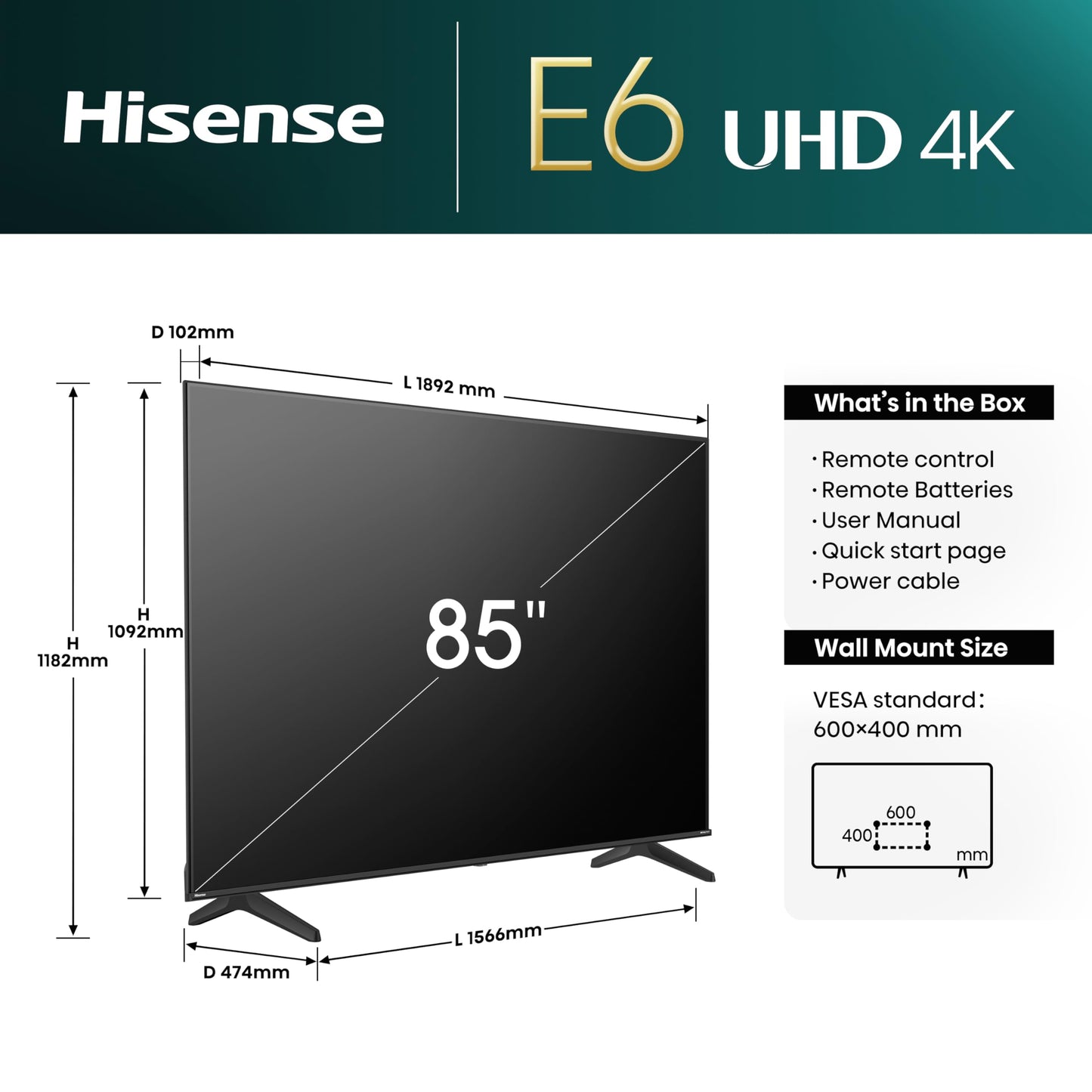 Hisense 40E4QT Fire Viewer, 40 Inches, DLED, Smart TV, Game Mode, AI Sports Mode, Dolby Audio, Dolby MS12, DTS Virtual X, HDR10, HLG, Full HD, High Contrast, Noise Reduction [2025]