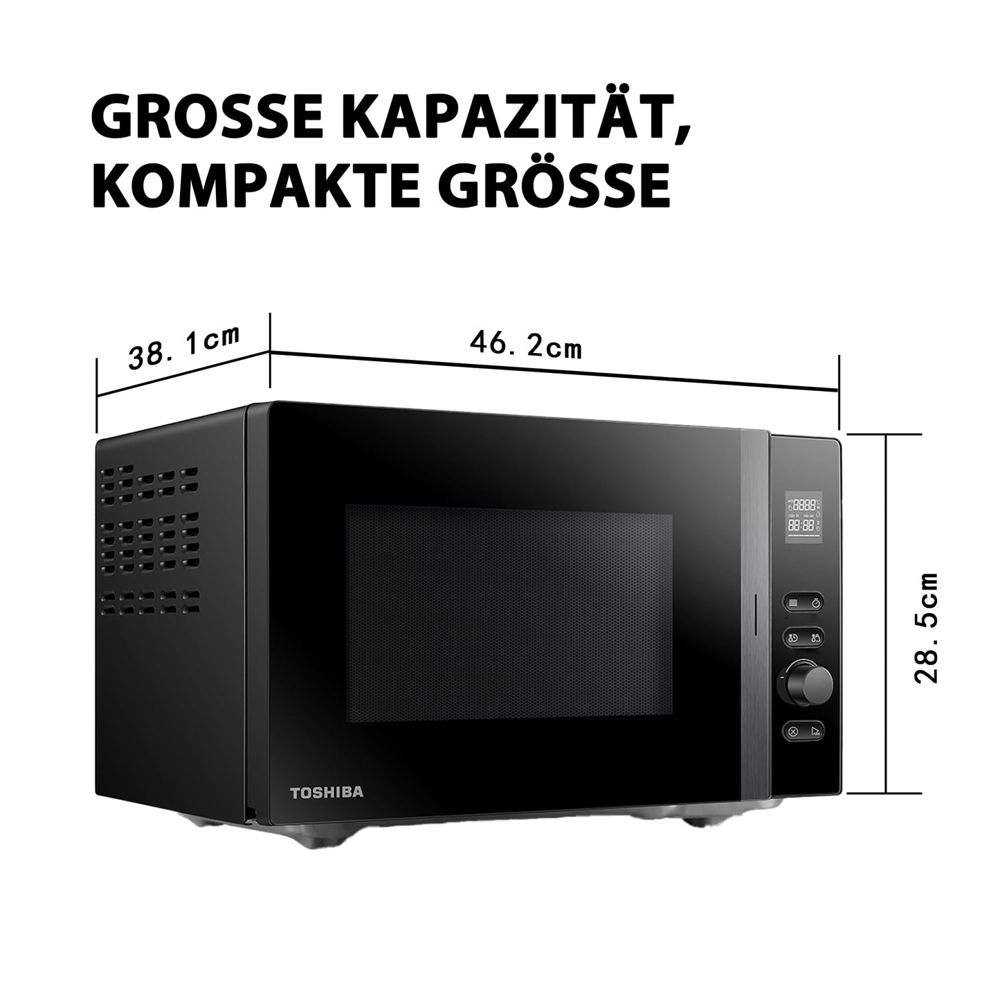 Toshiba MW3-AG20PE(BK) Mikrowellen mit Grill 20L 3-in-1 Mikrowellenherd, Chef-Abtauung, Mikrowelle, Grill, Kombi, 5 Leistungsstufen, 8 Automatikprogrammen, Einfacher Reinigung, Schwarz