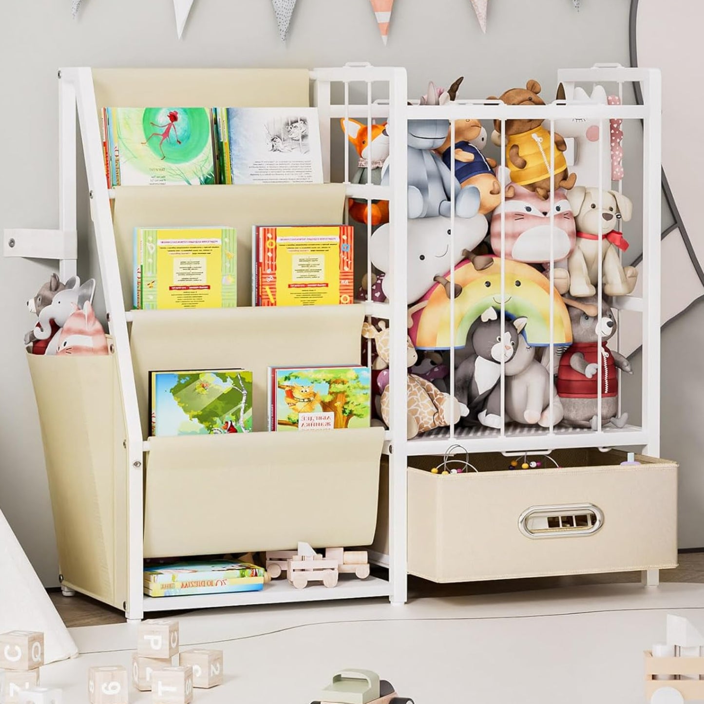 Yorbay Children's Bookcase, Toy Shelf, Children's Room Shelf with 3 Compartments, Children's Shelf for Storing Picture Books and Toys, Children's Shelf, Suitable for Children's Room, Playroom