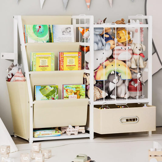 Yorbay Children's Bookcase, Toy Shelf, Children's Room Shelf with 3 Compartments, Children's Shelf for Storing Picture Books and Toys, Children's Shelf, Suitable for Children's Room, Playroom