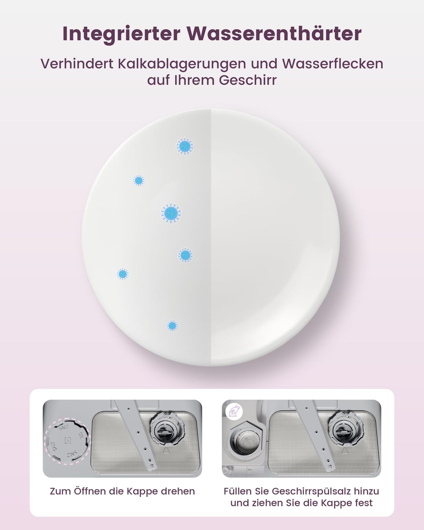 HAVA Dishwasher with Water Softener and Increased Energy Efficiency, Dishwasher with 8 Programmes, Child Lock & Delayed Start, No Installation Required