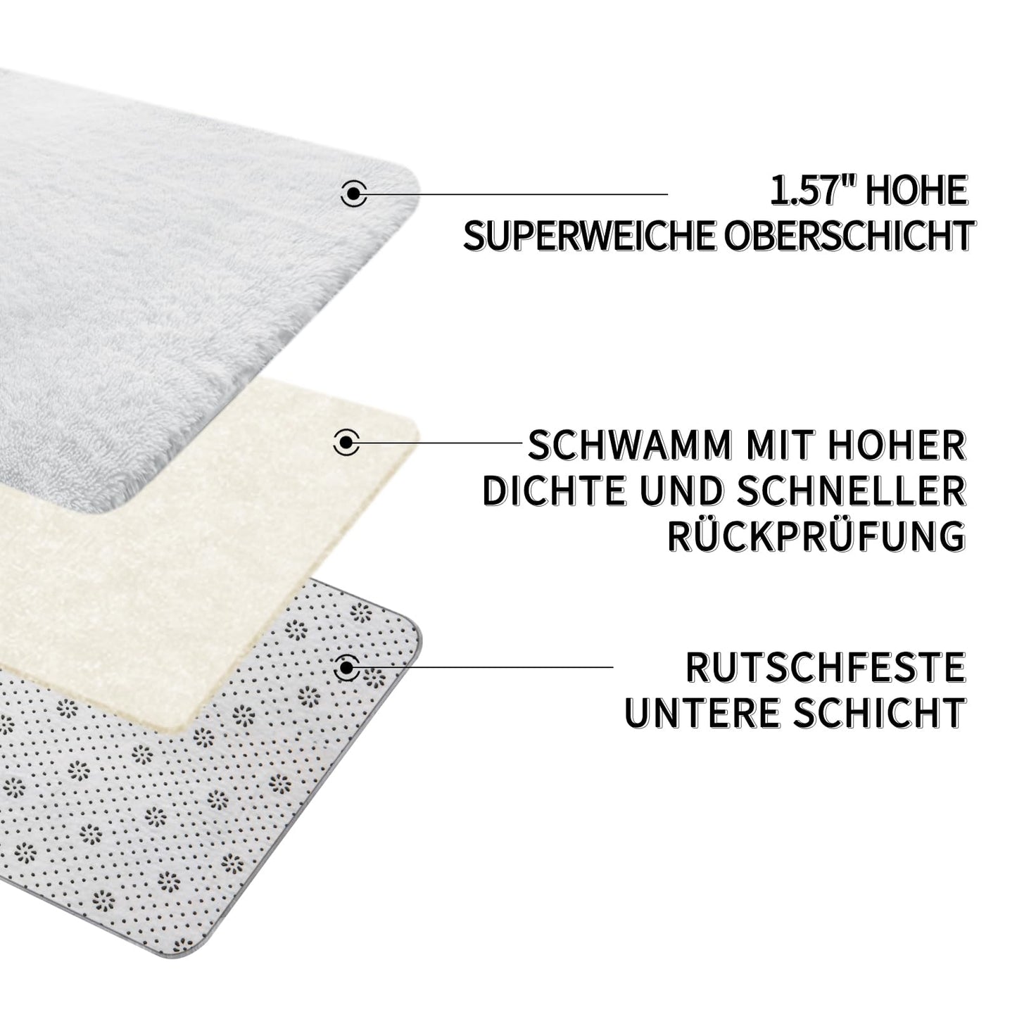 Sour Lemon Hochflor Teppich Grau Teppich Wohnzimmer 140x200 Waschbar Anti-Rutsch Extra Große Teppiche Schlafzimmer Flauschige Moderne Teppiche Matte Teppichen für Schlafzimmer Kinderzimmer