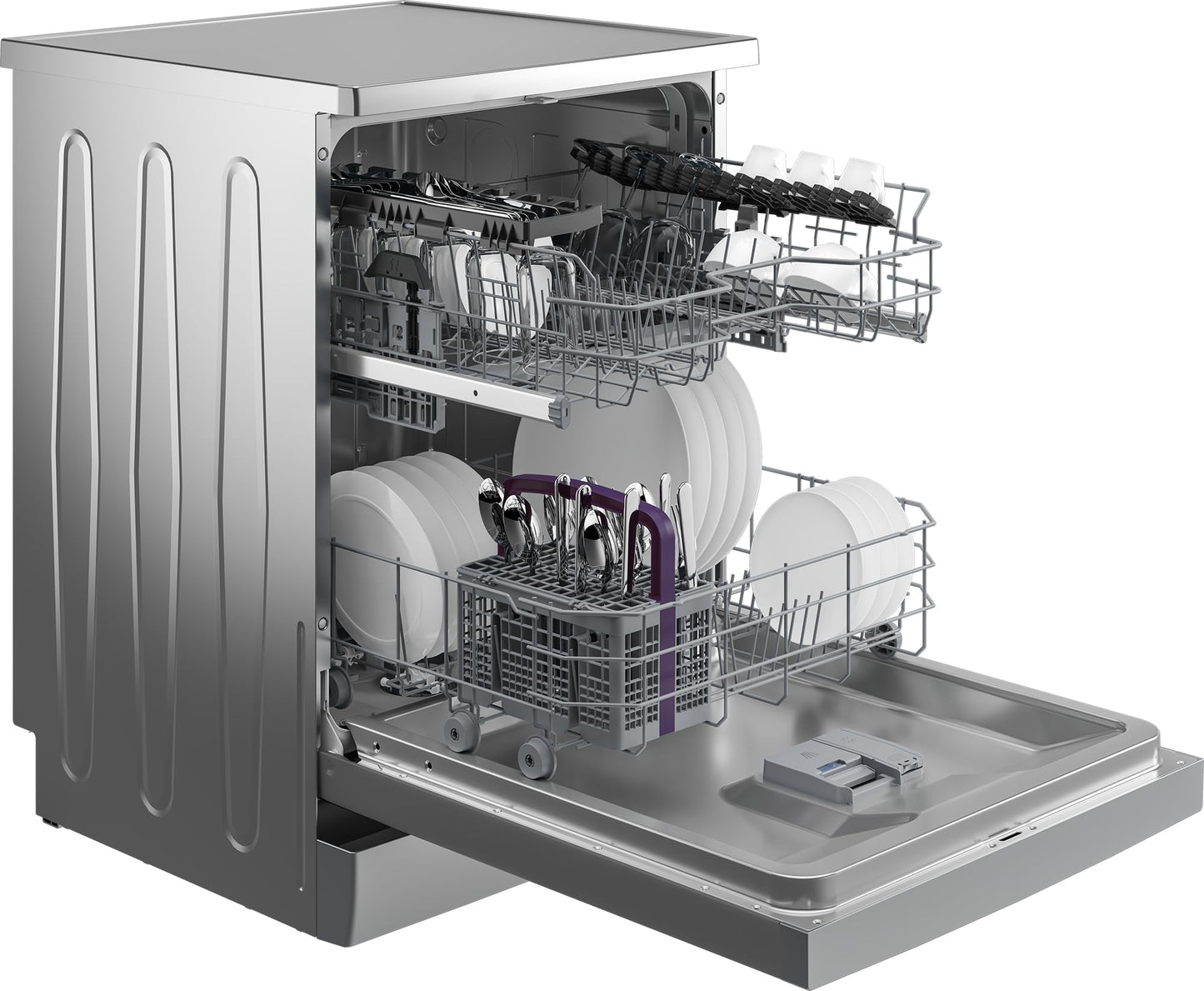 Beko BDFN26430S Dishwasher 60 cm, Freestanding, Undermountable, for 14 Place Settings, 6 Programmes, 4 Additional Functions, 3 Sink Levels, HygieneIntense, SelfDry, Program for Half Load, Silver