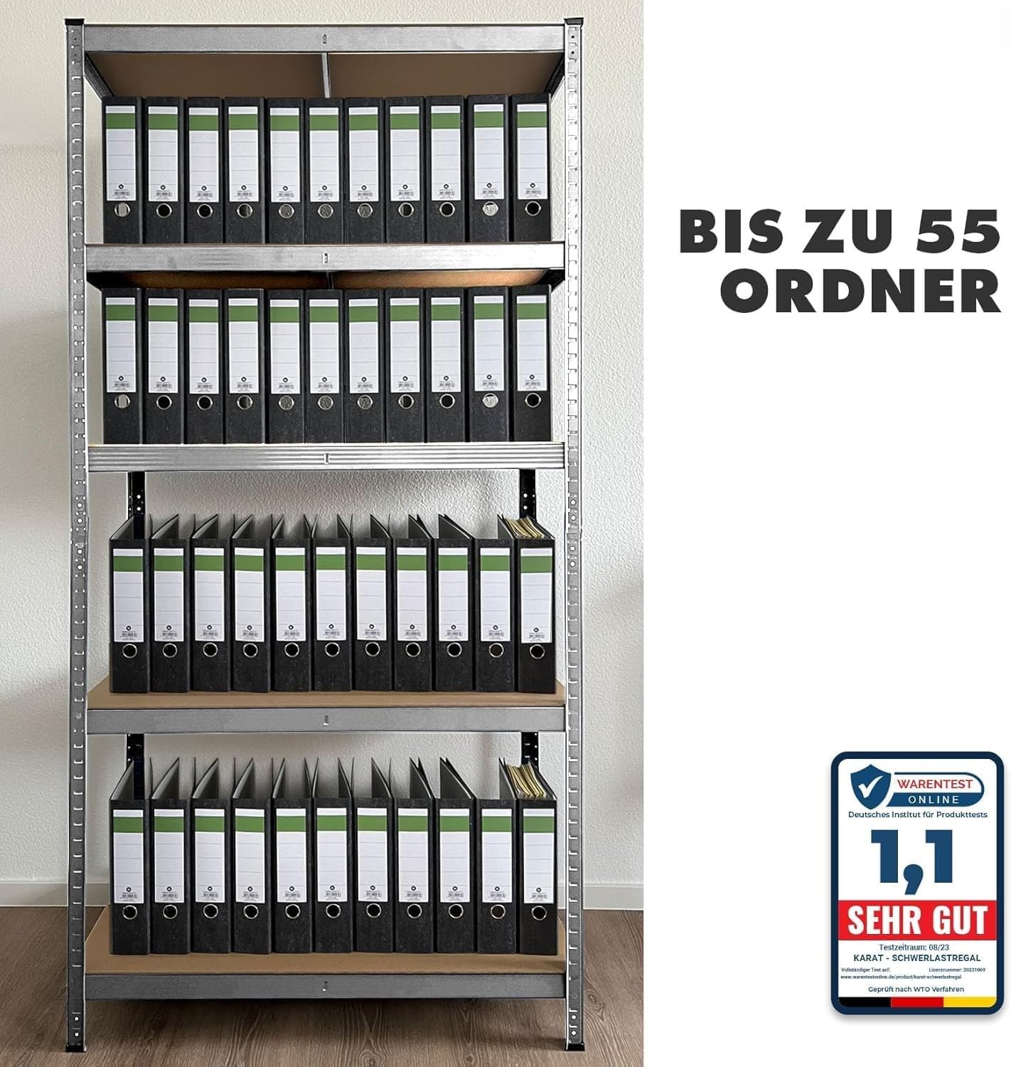 KARAT Heavy Duty Shelving – Plug-in Shelving Unit, Cellar Shelf, Storage Shelf, Workbench – Load Capacity up to 1500 kg – Quick Assembly and Stable (Galvanised, 180 x 90 x 45 cm)