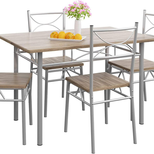 Casaria Dining Table Kitchen Table with 4 Chairs Dining Room Set Kitchen Table Chair Set