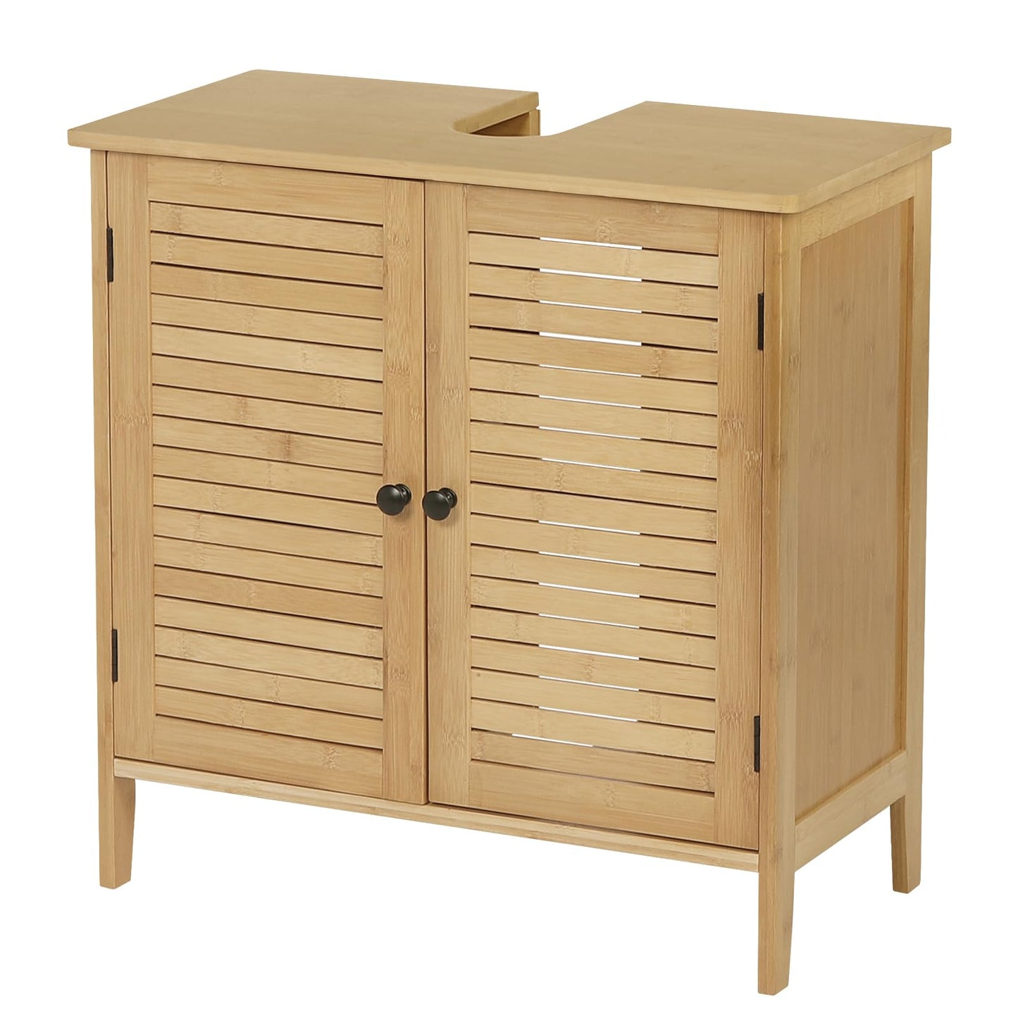 EUGAD Under Basin Vanity Unit Bathroom Cupboard with 2 Doors 60 x 30 x 60 cm, Bamboo