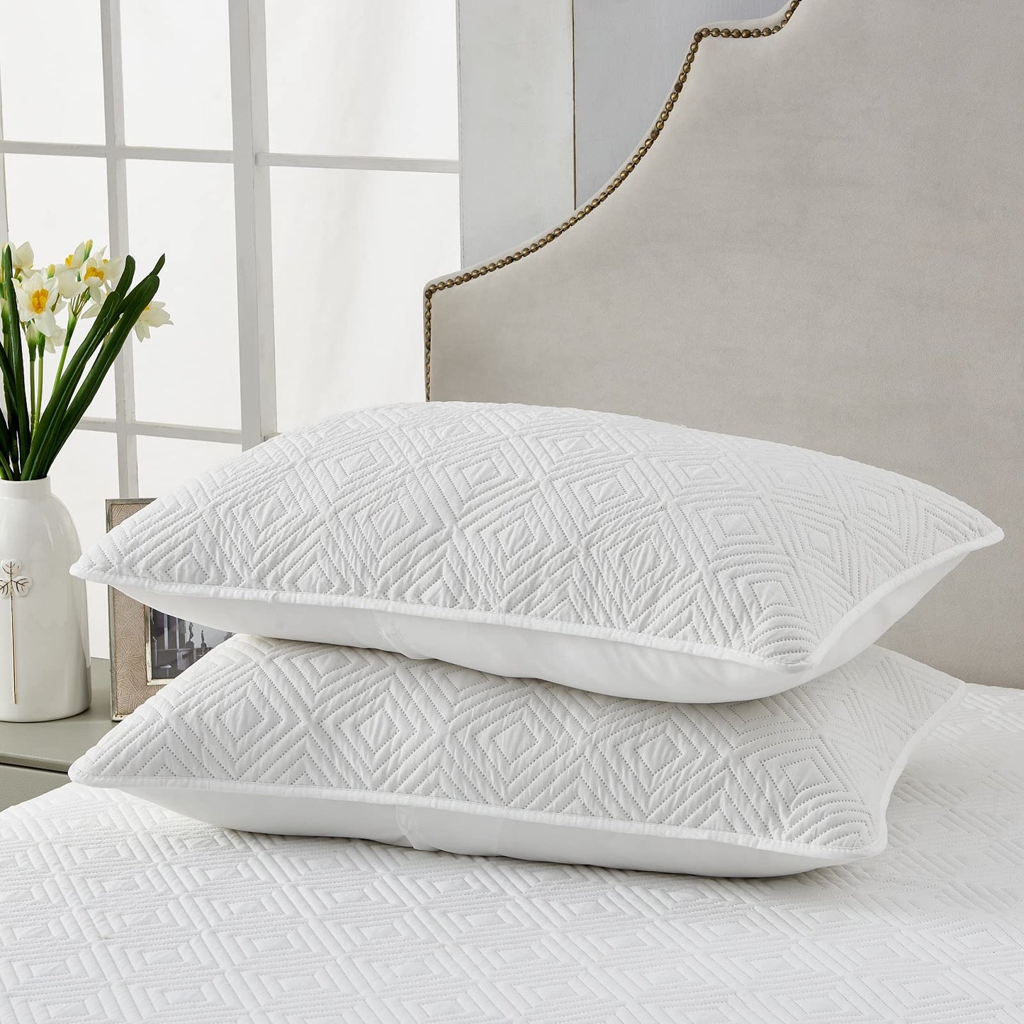 Qucover Tagesdecke Bettüberwurf 220x240cm Grün, Bedspreads aus Mikrofaser, Bettüberwuf Set mit 2 Kissenbezügen 50x75cm,Steppdecke bei 3D-Ultraschal genäht, Sofaüberwurf Bettüberwurf Überwurfdecke